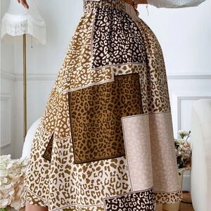 Leopard Patchwork A-Line Skirt